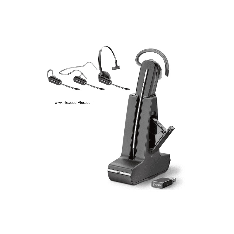 poly savi 8245 uc usb wireless headset w/unlimited talk time view