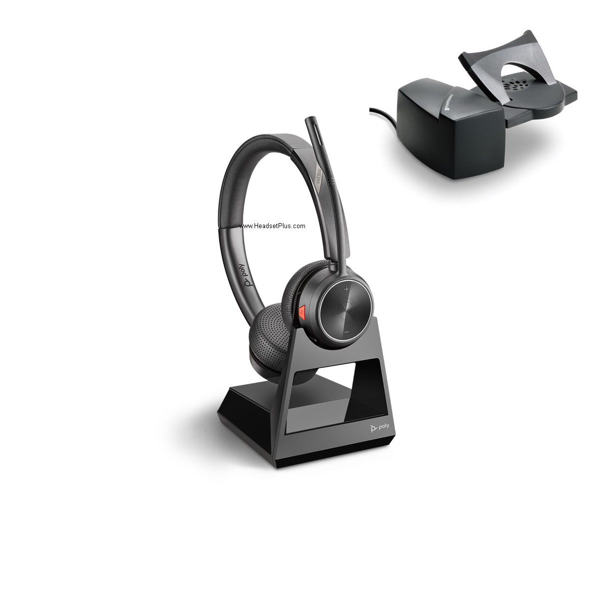 poly savi 7220+hl10 wireless headset bundle view